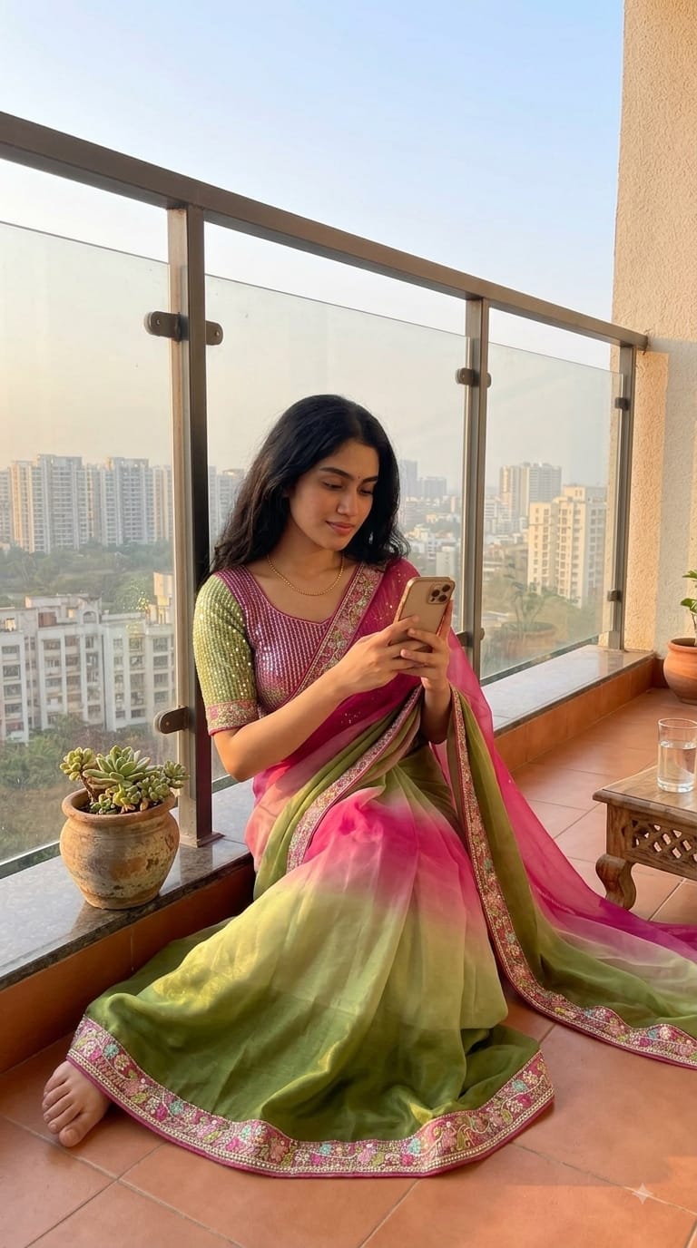 Raashika Fancy Satin Embroidery Sequin Saree